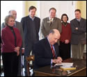 Picture: Governor Doyle signing the Ethics Reform Bill. Click to enlarge.