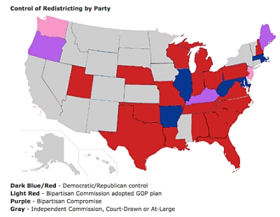 Map: Control of redistricting by party.