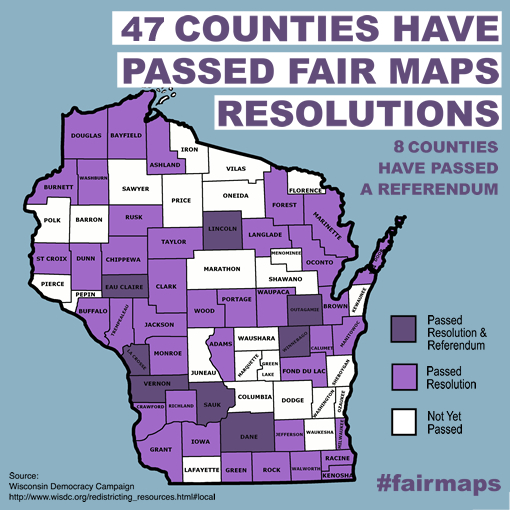 Counties that have passed Fair Maps resolutions