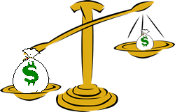 Scale with Money Bags