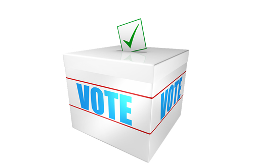 Ballot Box with the Word Vote on the Side