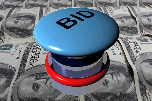 Bid Button with $100 Bills
