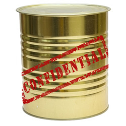 Tin Can Stamped Confidential