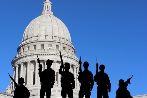 Silhouetted Mercenaries in Front of Wisconsin Capitol Dome