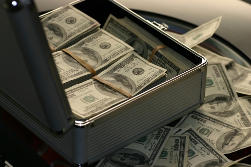 Case filled with $100 bills