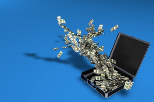 Cash Flying Out of Briefcase