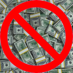 Stacks of Cash Under a Prohibited Symbol