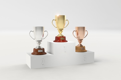 Trophies Sitting on Steps