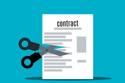 Illusration of Scissors Cutting Up Contract