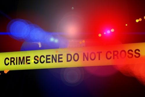 Crime Scene Tape and Police Lights
