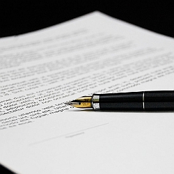 Unsigned document with pen.