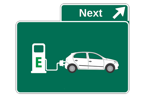 Road Sign Showing Electric Car Recharge Station