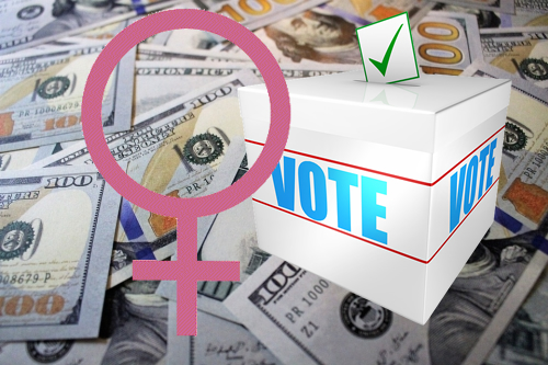 Female Symbol, Ballot Box, Cash