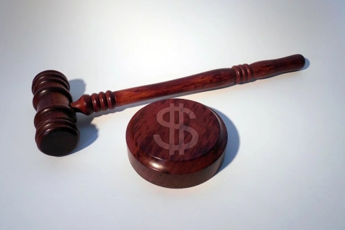 Gavel and Sound Block with Dollar Sign