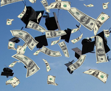 Graduation Caps and Dollars Falling from the Air