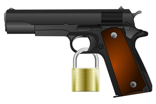 Gun with padlock
