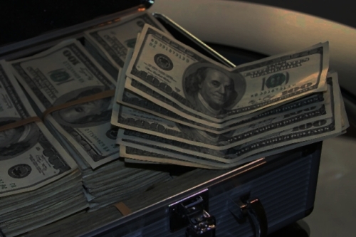 Money in Case Dimly Lit