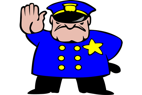 Cartoon Policeman Signalling Stop