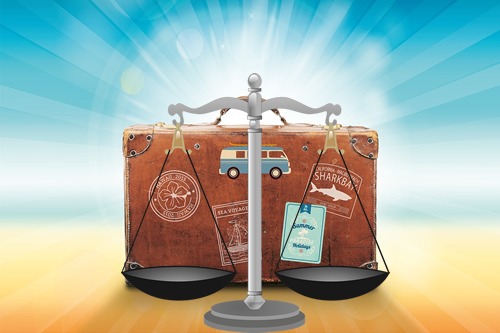 Scales of Justice with Luggage