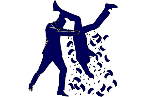 Man in Suit Shaking Cash out of Other Man