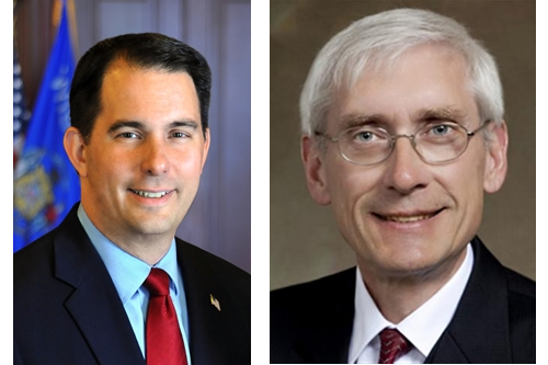 Scott Walker and Tony Evers