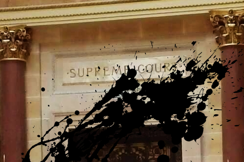 Wisconsin State Supreme Court Capitol Entrance Smeared